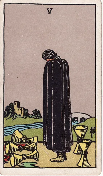 Five of Cups · 塔罗牌插图