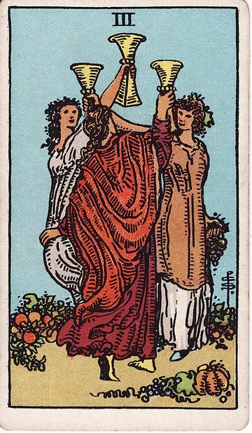 Three of Cups · 塔罗牌插图