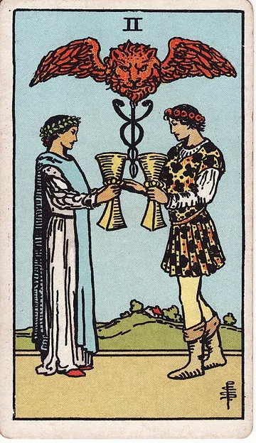 Two of Cups · 塔罗牌插图