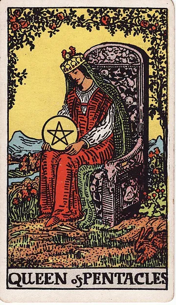 Queen of Pentacles · 塔罗牌插图