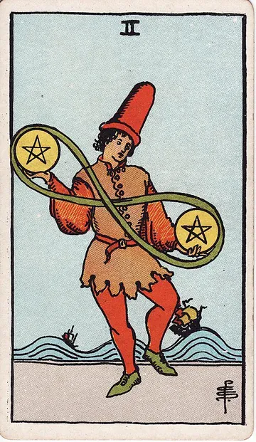 Two of Pentacles · 塔罗牌插图