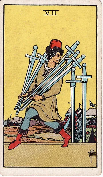 Seven of Swords · 塔罗牌插图