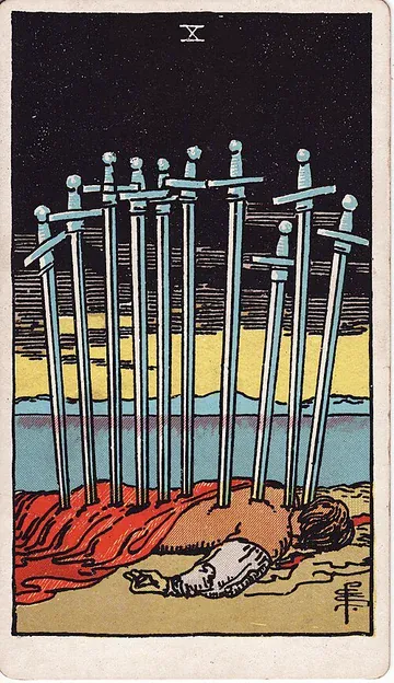 Ten of Swords · 塔罗牌插图