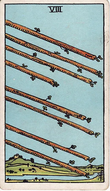 Eight of Wands · 塔罗牌插图