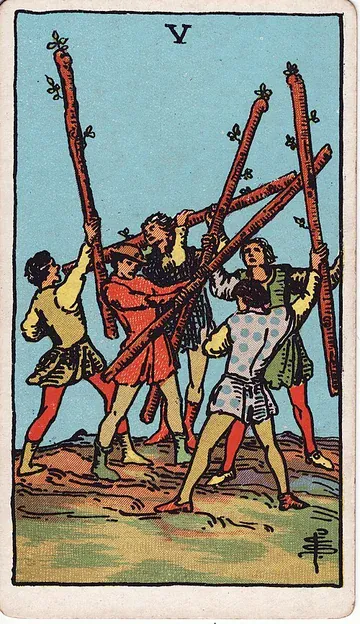 Five of Wands · 塔罗牌插图