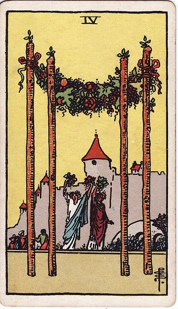 Four of Wands · 塔罗牌插图