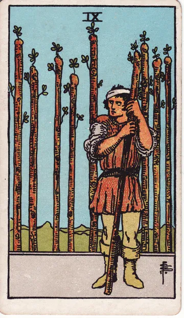 Nine of Wands · 塔罗牌插图